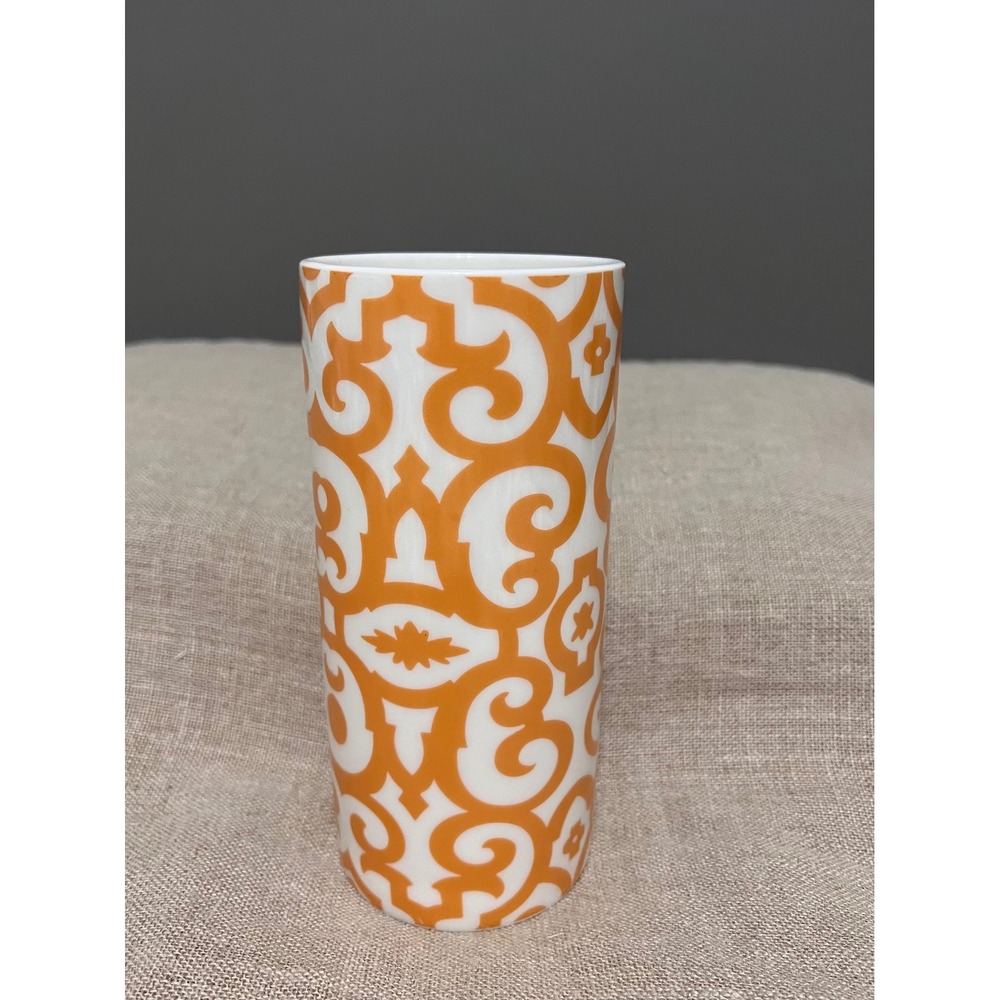 Porcelain Vase Damask Scroll Pattern Tumbler safe microwave dishwasher EUC